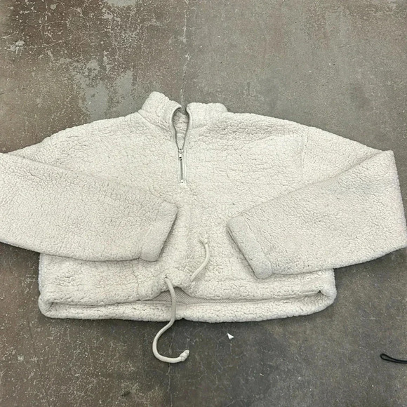 Topshop cropped quarter zip  teddy sweater - Picture 1 of 6